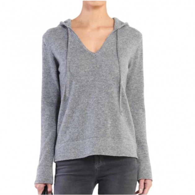 Cashmere V Neck Hoodie